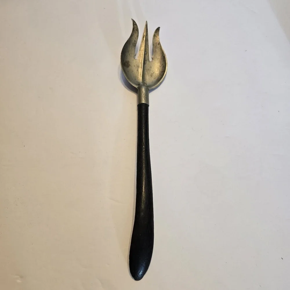 Vintage Soldered Silver Plated and Ebony Handle‎ Salad Serving Fork
